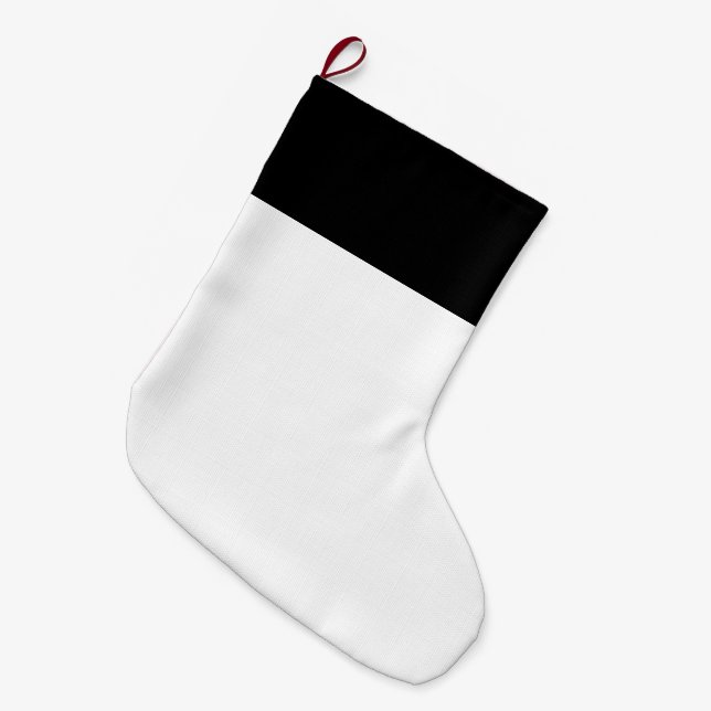 Meia De Natal Grande Decoração personalizável de feriado preto e branco (Frente (Pendurada))