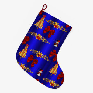Meia De Natal Grande Decorações de Natal em Azul