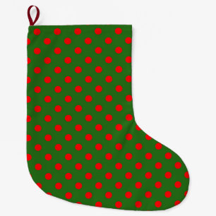 Meia De Natal Grande Desenho de padrão de bolinhas pontilhadas vermelha