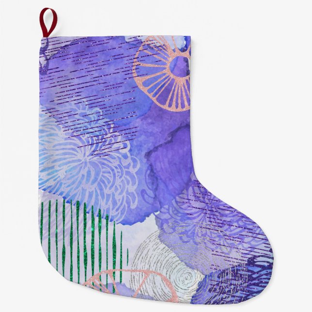 Meia De Natal Grande Design Abstrato Roxo (Frente)