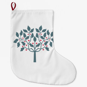 Meia De Natal Grande Design da árvore de baga Holly