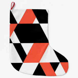 Meia De Natal Grande design de geometria urbana, preto-vermelho, modern