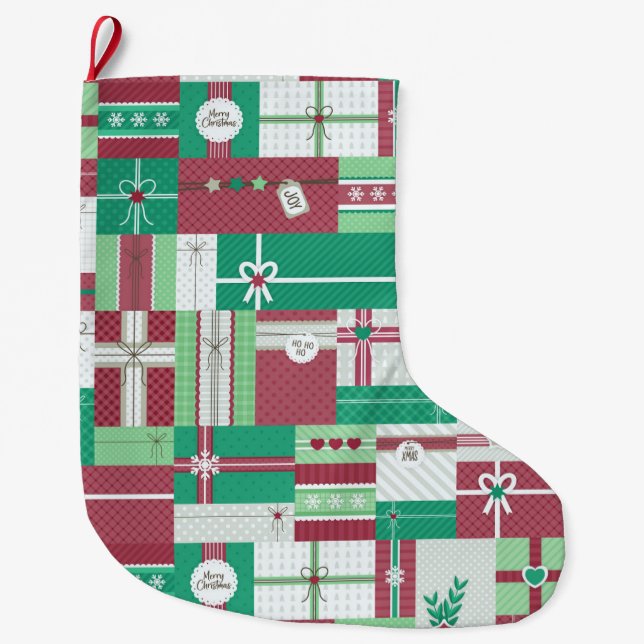 Meia De Natal Grande Design de Natal para presentes mosaicos de Natal (Frente)