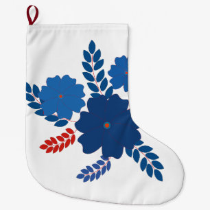 Meia De Natal Grande Design de vetor de flores azuis simples