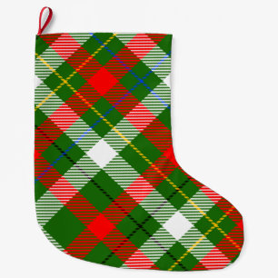 Meia De Natal Grande Design de Xadrez de Flanela Vermelho Verde Branco