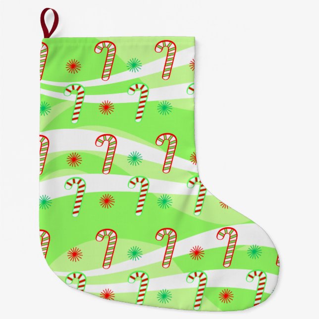 Meia De Natal Grande Design Moderno de Bengalas de Natal (Frente)