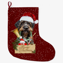 Meia De Natal Grande Deutsch Drahthaar, Feliz Natal! Botão Magnet