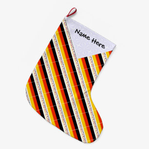 Meia De Natal Grande Deutschland Bandeira Alemã Preta Personalização
