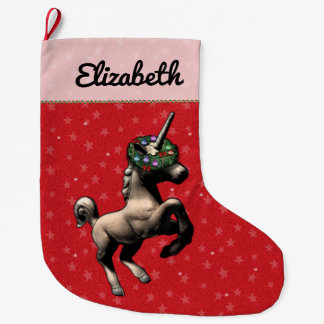 Meia De Natal Grande Do "meia do Natal do unicórnio feriado" (vermelha)
