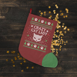Meia De Natal Grande Doce Louco De Gato De Natal Feio