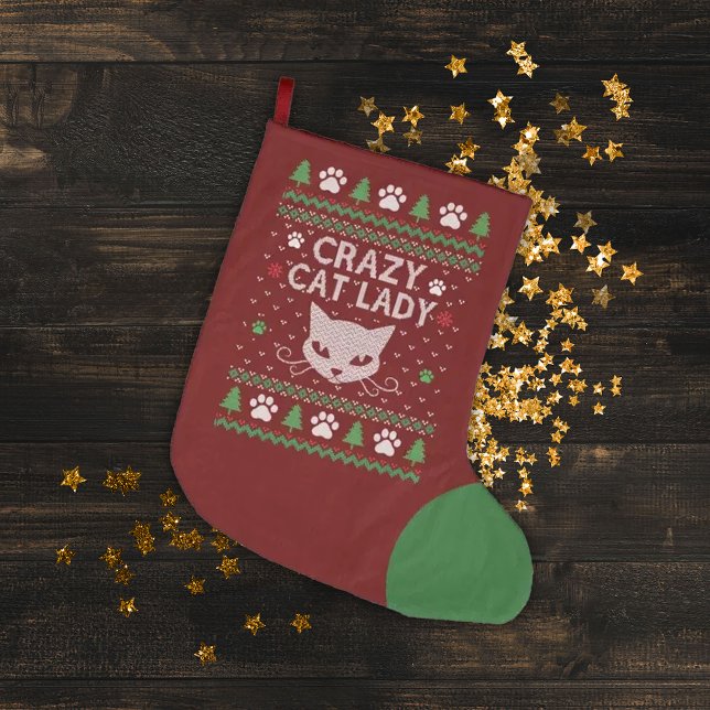 Meia De Natal Grande Doce Louco De Gato De Natal Feio (Criador carregado)