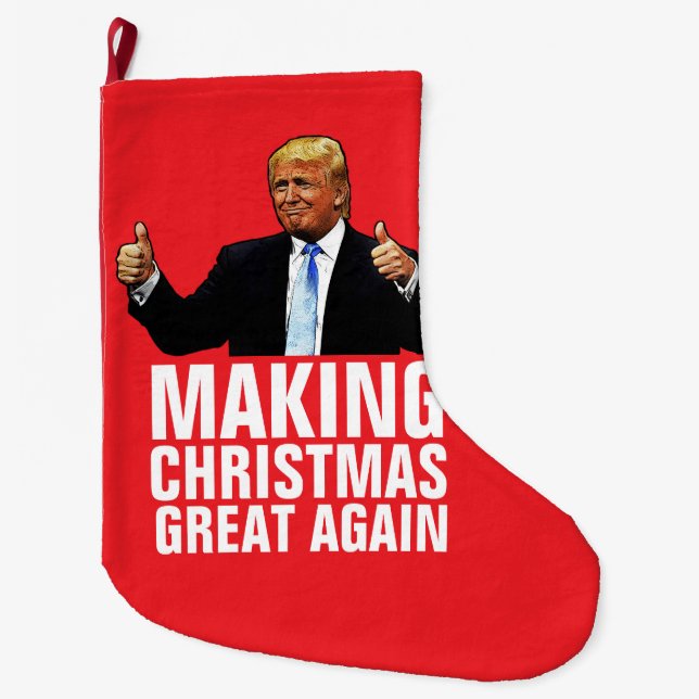 Meia De Natal Grande DONALD TRUMP CHRISTMAS STOCKS, Engraçado (Frente)