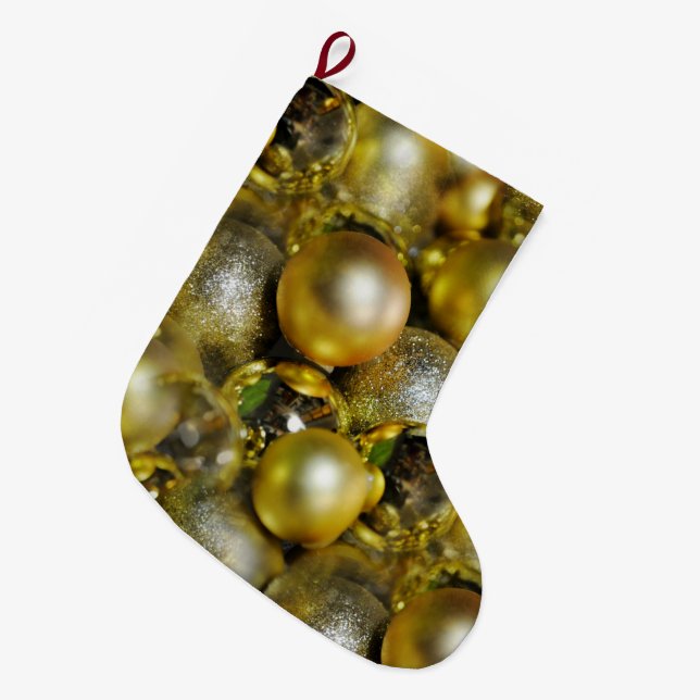 Meia De Natal Grande Dourados Baubles de Natal (Frente (Pendurada))