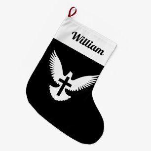 Meia De Natal Grande Dove com Cross Small Christmas Stocks