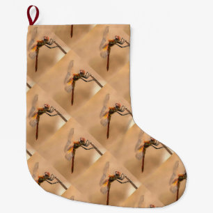 Meia De Natal Grande Dragonfly Pintada Isolada Contra Ecru