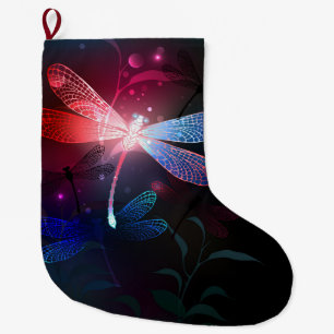 Meia De Natal Grande Dragonfly vermelha