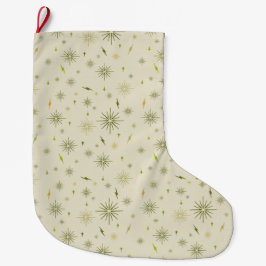 Meia De Natal Grande Eggnog Snowflakes - Avocado