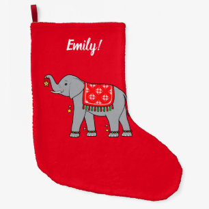 Meia De Natal Grande Elefante Vestido para Feriados