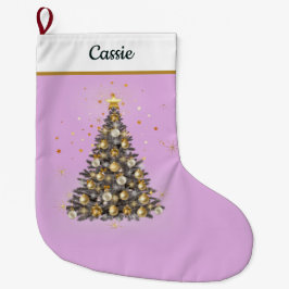 Meia De Natal Grande Elegant Christmas Tree Stocking – Classic Design