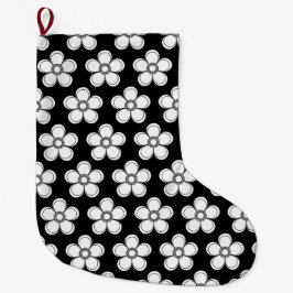 Meia De Natal Grande Elegante Estampa Floral | Desenho Botânico