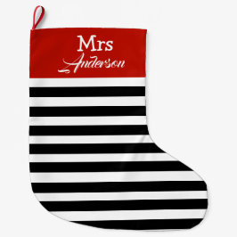 Meia De Natal Grande Elegante Modern Strip Natal Sr. e Sra. Casal