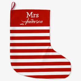 Meia De Natal Grande Elegante Modern Strip Natal Sr. e Sra. Casal