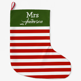 Meia De Natal Grande Elegante Modern Strip Natal Sr. e Sra. Casal