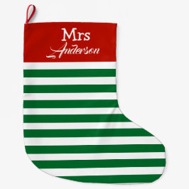 Meia De Natal Grande Elegante Modern Strip Natal Sr. e Sra. Casal