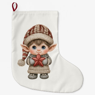Meia De Natal Grande Elfo Menino Pequeno