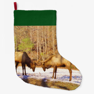 Meia De Natal Grande Elk na neve