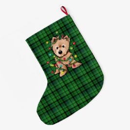 Meia De Natal Grande Encantado Estoque de Natal Norwich Terrier