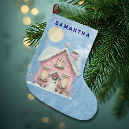 Meia De Natal Grande Enchanted Pink Cottage Personalized Stocking