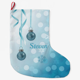 Meia De Natal Grande Enfeites de natal brilhantes azuis