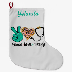 Meia De Natal Grande Enfermagem de Paz Personalizada
