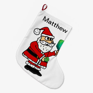 Meia De Natal Grande Engraçado Papai Noel Jogando Pickleball