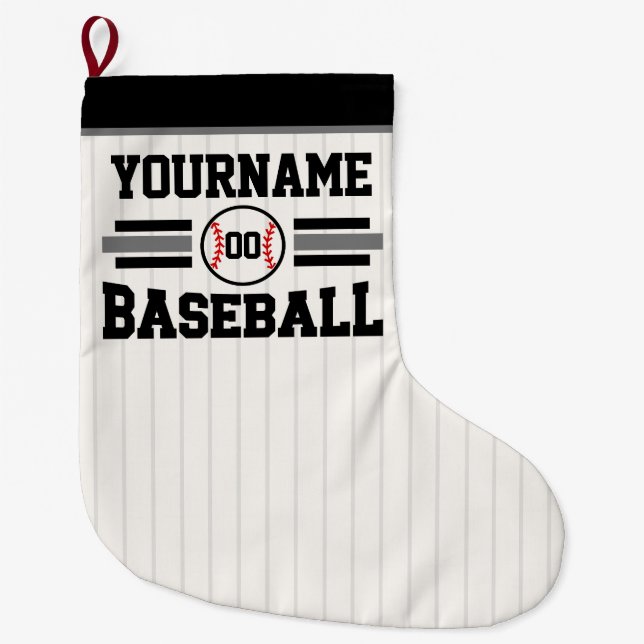Meia De Natal Grande Equipe de NOME Personalizada do Jogador de Basebal (Frente)