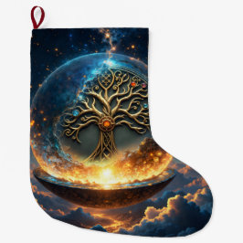 Meia De Natal Grande Esfera da Vida – A Árvore do Mundo Dourada. 