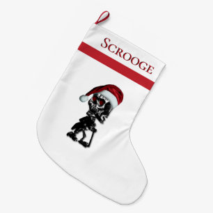 Meia De Natal Grande Esqueleto de Texto Personalizado de Natal em Nome 