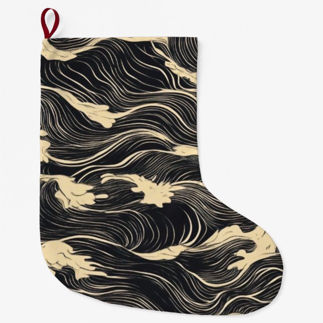 Meia De Natal Grande Estilo Costeiro de Padrão de Onda (Frente)