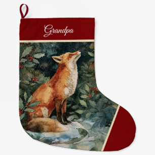 Meia De Natal Grande Estiva de Raposa de Natal Personalizada, Festiva