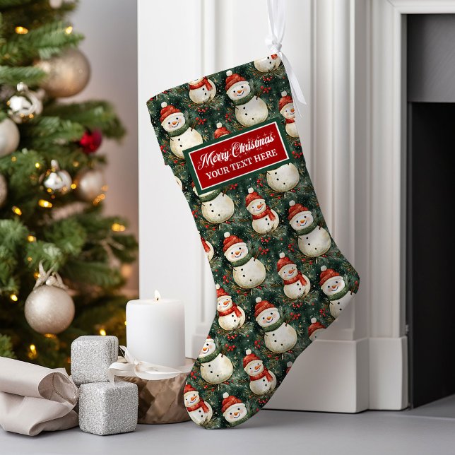 Meia De Natal Grande Estoque de Natal Clássico com Aquarela Personaliza (Watercolor Classic Christmas Stocking Personalized)