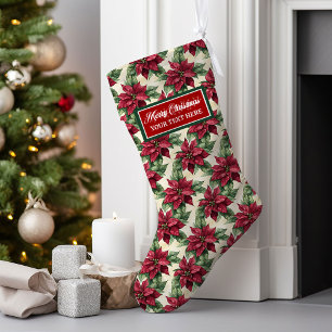 Meia De Natal Grande Estoque de Natal Clássico com Aquarela Personaliza