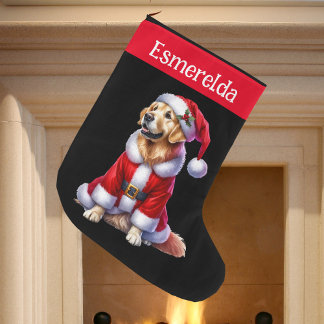 Meia De Natal Grande Estoque de Natal de Retriever de Ouro Personalizad