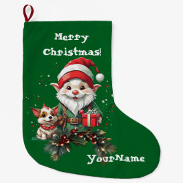 Meia De Natal Grande Estoque personalizável de Elf e Doggo de Natal