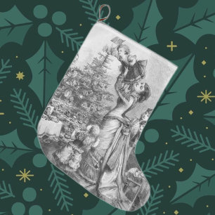 Meia De Natal Grande Estrela de Árvore Vitoriana de Natal