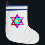 Meia De Natal Grande Estrela de David judaica<br><div class="desc">Presentes judaicos e ideias do presente com a estrela de David judaica do vitral.</div>