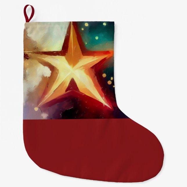 Meia De Natal Grande Estrela de Natal 3 (Frente)
