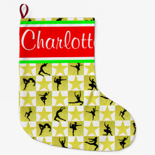 Meia De Natal Grande ESTRELA Dourada DANCER PERSONALIZADO DE NATAL