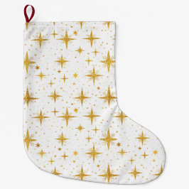 Meia De Natal Grande Estrelas Douradas