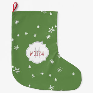 Meia De Natal Grande Estrelas Geladas Monograma Stocks de Natal